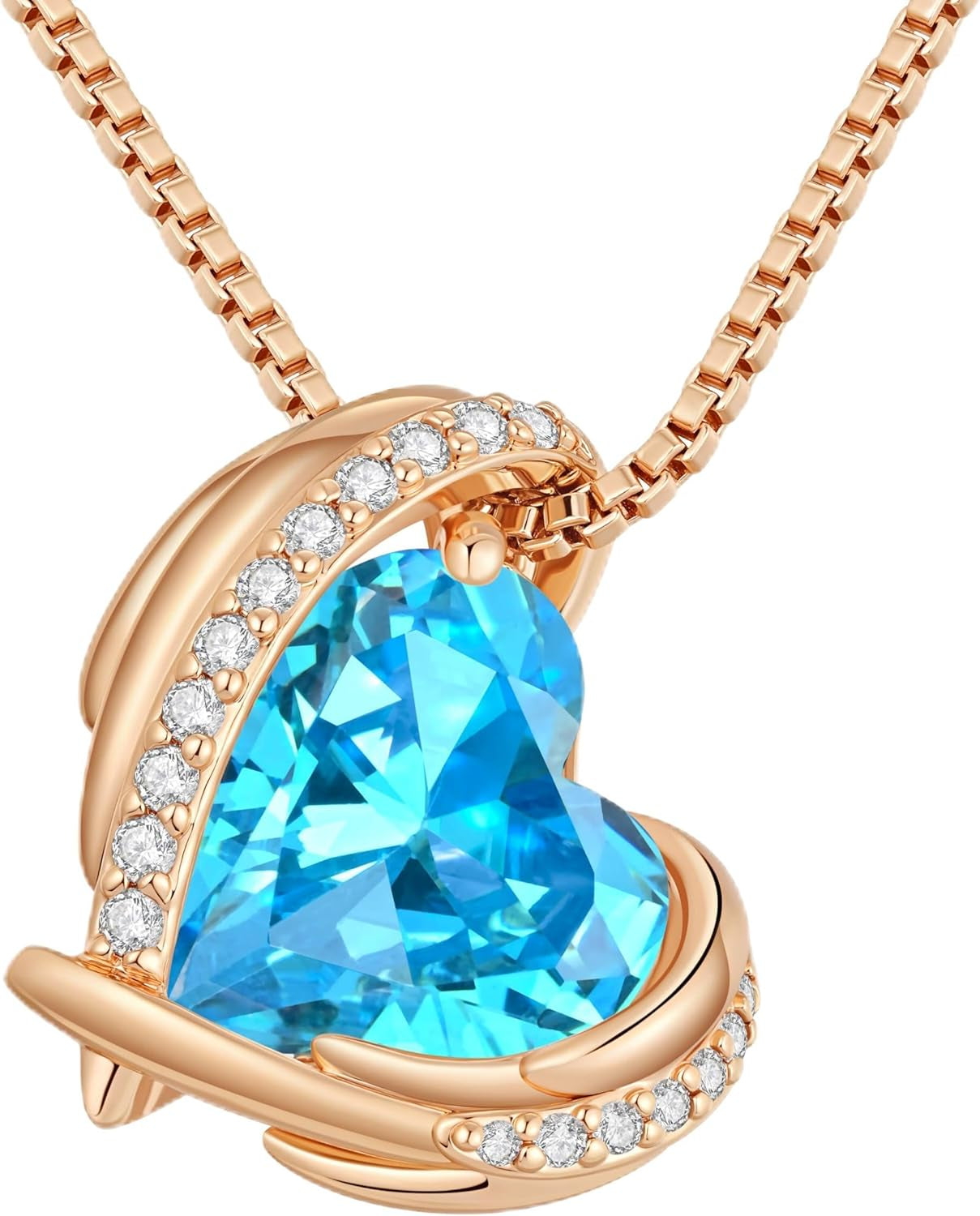 CDE Mothers Day Gifts Love Heart Pendant Necklaces for Women, Silver Tone Rose Gold Tone Birthstone Jewelry Gifts for Wife Her