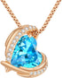 CDE Mothers Day Gifts Love Heart Pendant Necklaces for Women, Silver Tone Rose Gold Tone Birthstone Jewelry Gifts for Wife Her