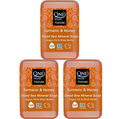 One with Nature Dead Sea Salt Lemon Sage Soap 4Oz 3-Pack – Purifying and Exfoliating Soap Bar with Dead Sea Minerals for Face &amp; Body, for Men &amp; Women