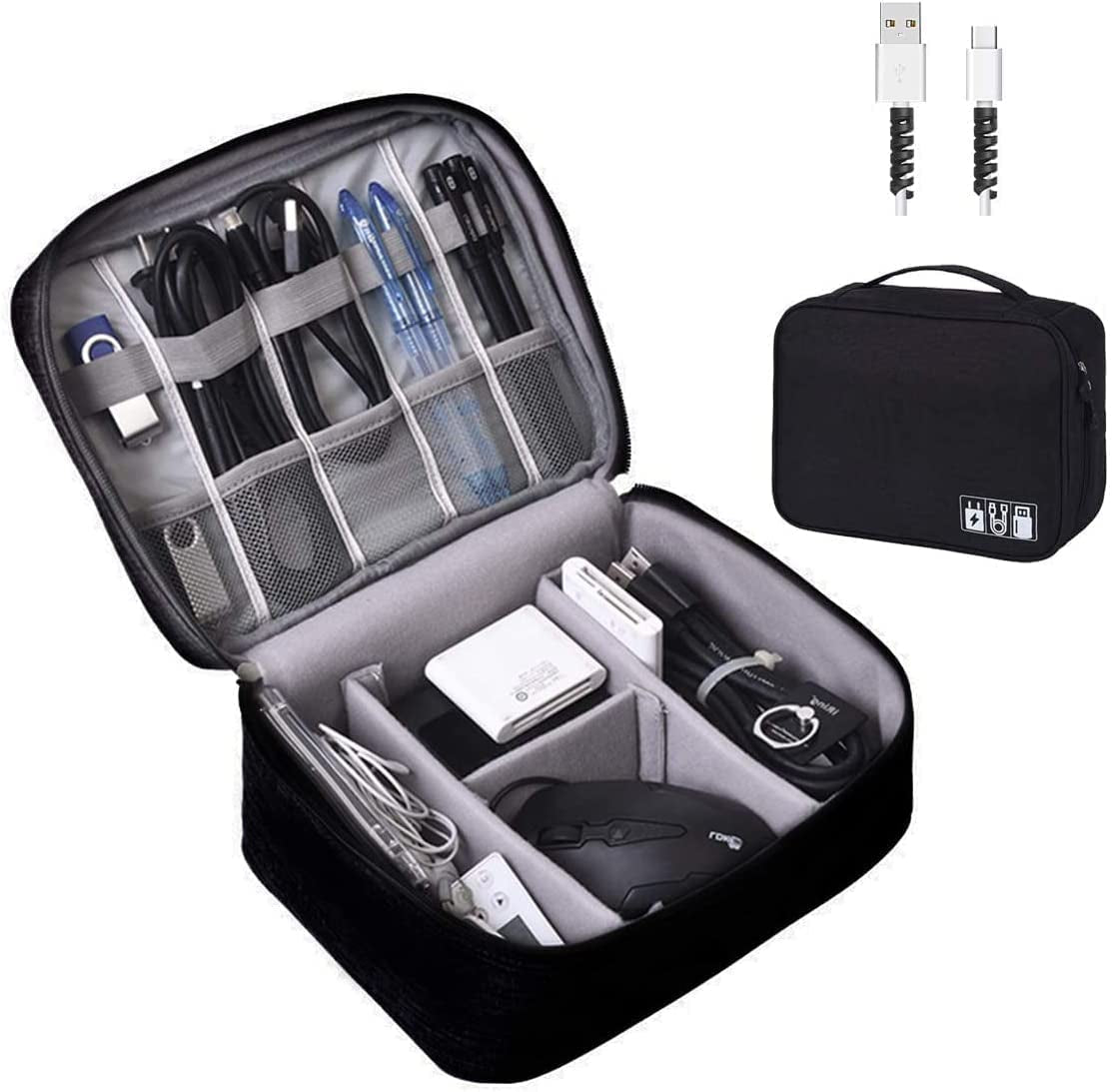 Orgawise Electronics Organizer, Electronic Accessories Bag Travel Cable Organizer Three-Layer for Ipad Mini, Kindle, Hard Drives, Cables, Chargers