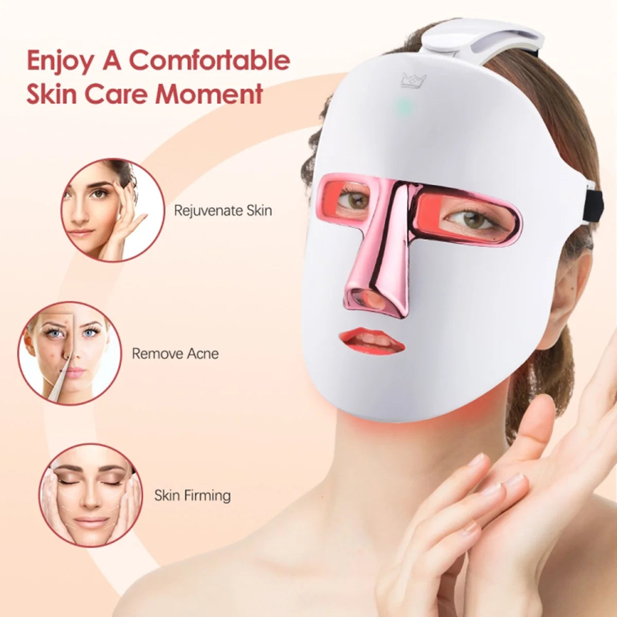 Face Mask with Light Display, 7 Color Modes for Skincare Routine and Relaxation