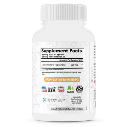 Coq10 200Mg, Extra Strength - Supports Heart Health, Cardiovascular Health &amp; Digestive Health - Fat Soluble Natural Supplement - Coenzyme Q-10 (Ubiquinone)