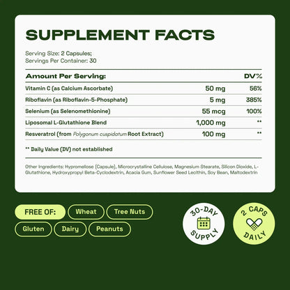 Cata-Kor Liposomal Glutathione Supplement – 1155 Mg | Vitamin C | Riboflavin (B2) | Selenium | Resveratrol Complex – Supports Antioxidant Defense &amp; Cellular Health – Vitamin Dietary Supplement