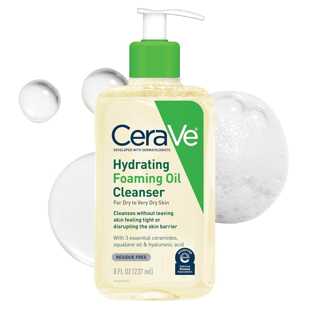 Cerave Hydrating Foaming Oil Facial Cleanser with Hyaluronic Acid, 19Oz