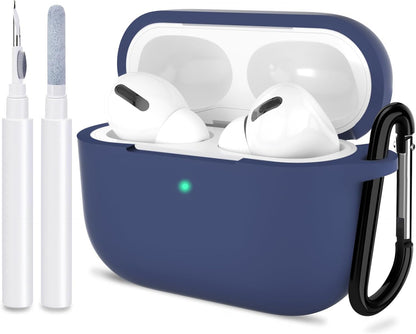ATUAT for Airpods Pro 1St/2Nd Generation Case Cover, Protective Silicone Skin Accessories with Keychain for Women Men for Apple Airpods Pro 2019/2022 Charging Case,Front LED Visible-Midnight Green