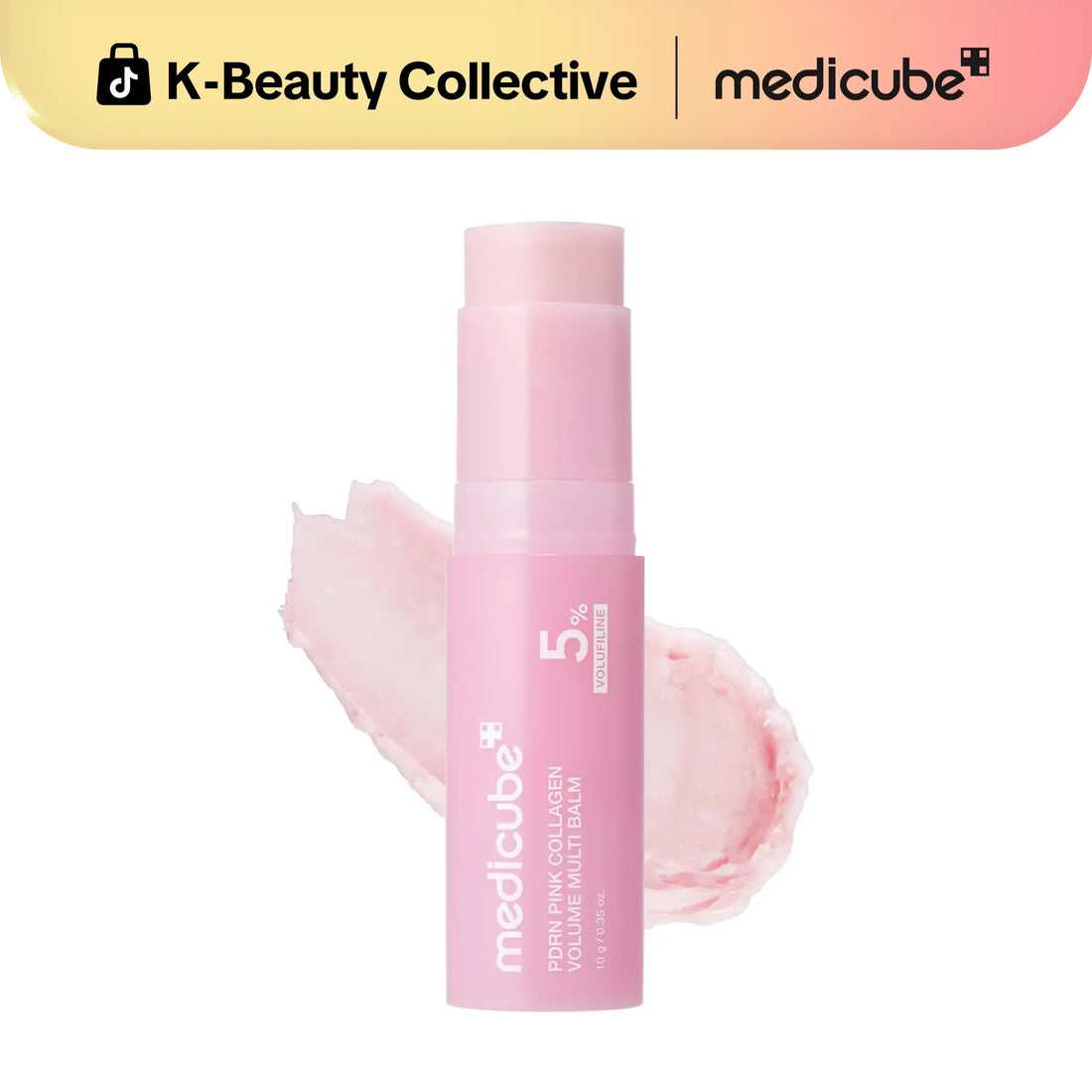 Medicube PDRN Pink Collagen Volume Multi Balm packaging with a smooth balm texture, designed for youthful-looking skin.