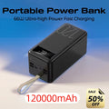 66W Fast Charging Power Bank 120000Mah Portable Power Bank Cell Phone Charger External Battery Backup Power for Xiaomi Huawei