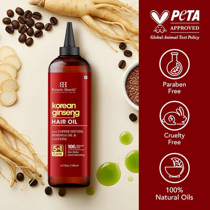 Korean Ginseng Hair Oil 6.7 Fl Oz | Nourishing &amp; Strengthening Hair Growth Oil | Lightweight, Non-Sticky Formula with Natural Oils for Healthy Scalp &amp; Stronger Hair