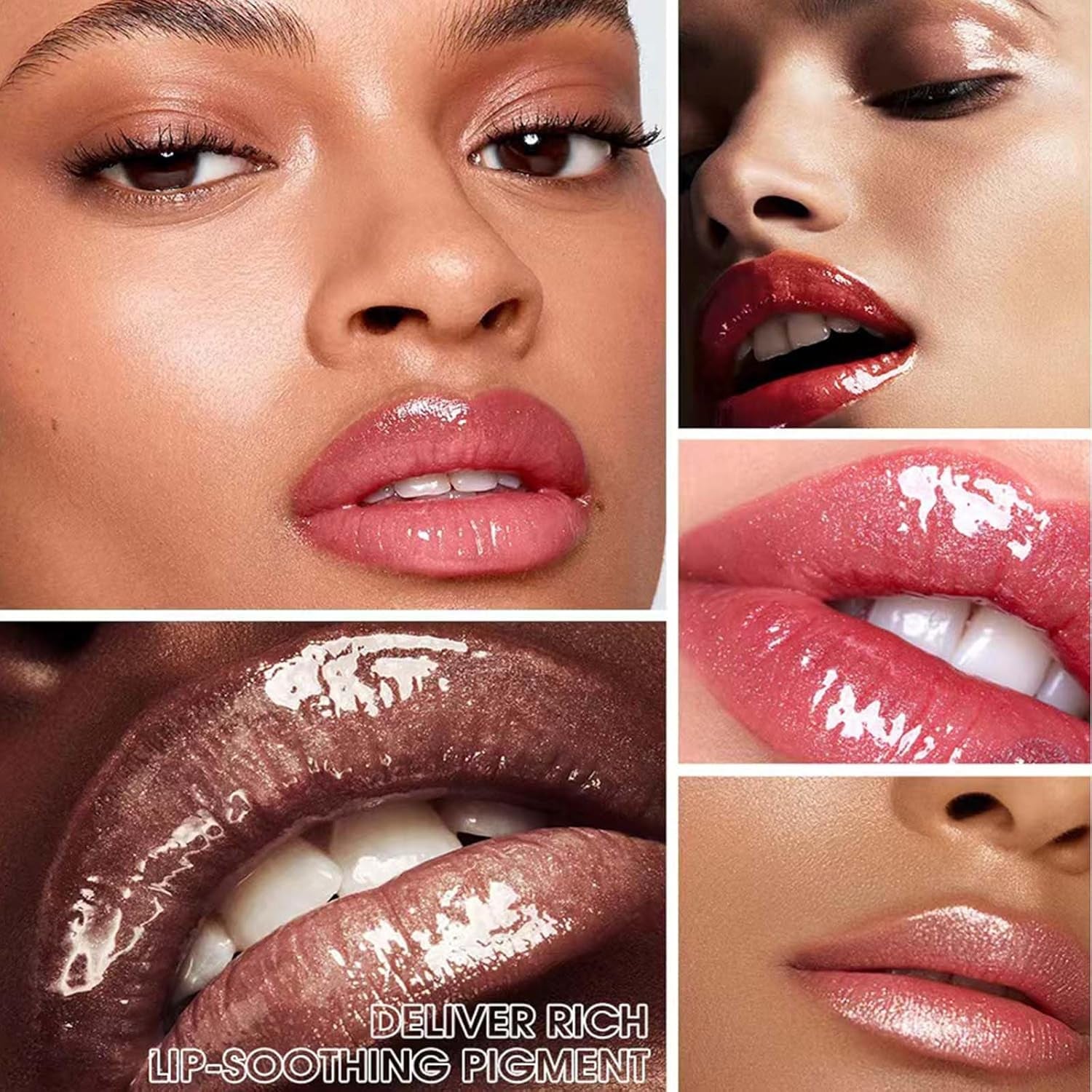 Nude Brown Lip Gloss Plumping Glitter Lip Gloss for Girls Women Lip Plumping Tinted Lipgloss High Pigment Plumper Long Lasting Moisturizing Lip Gloss Oil Shimmer Natural Lipstick Lip Liner(02
