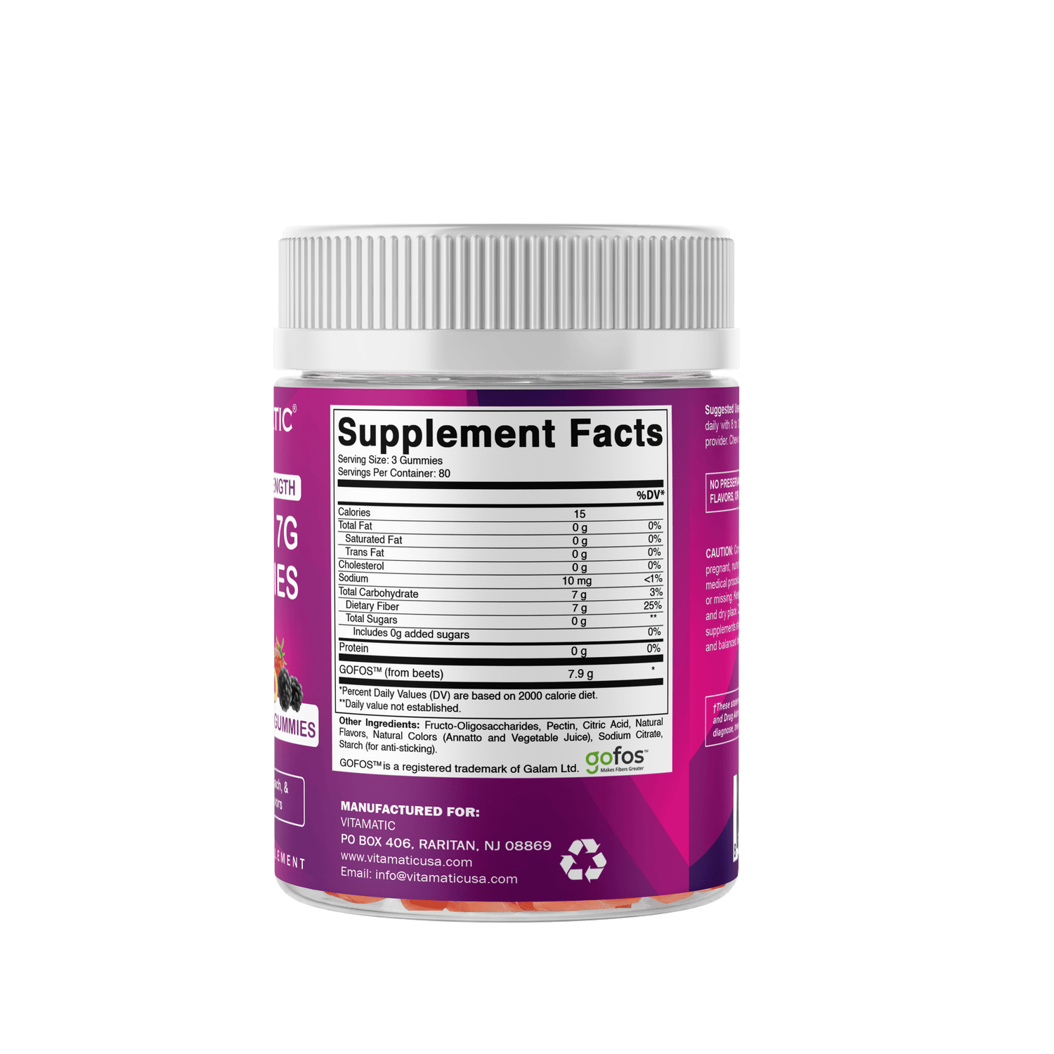 Prebiotic Fiber Gummies for Adults, 7G Extra Strength, Zero Sugar Added, 240 Pectin Based Gummies, Digestive Health &amp; Regularity Support