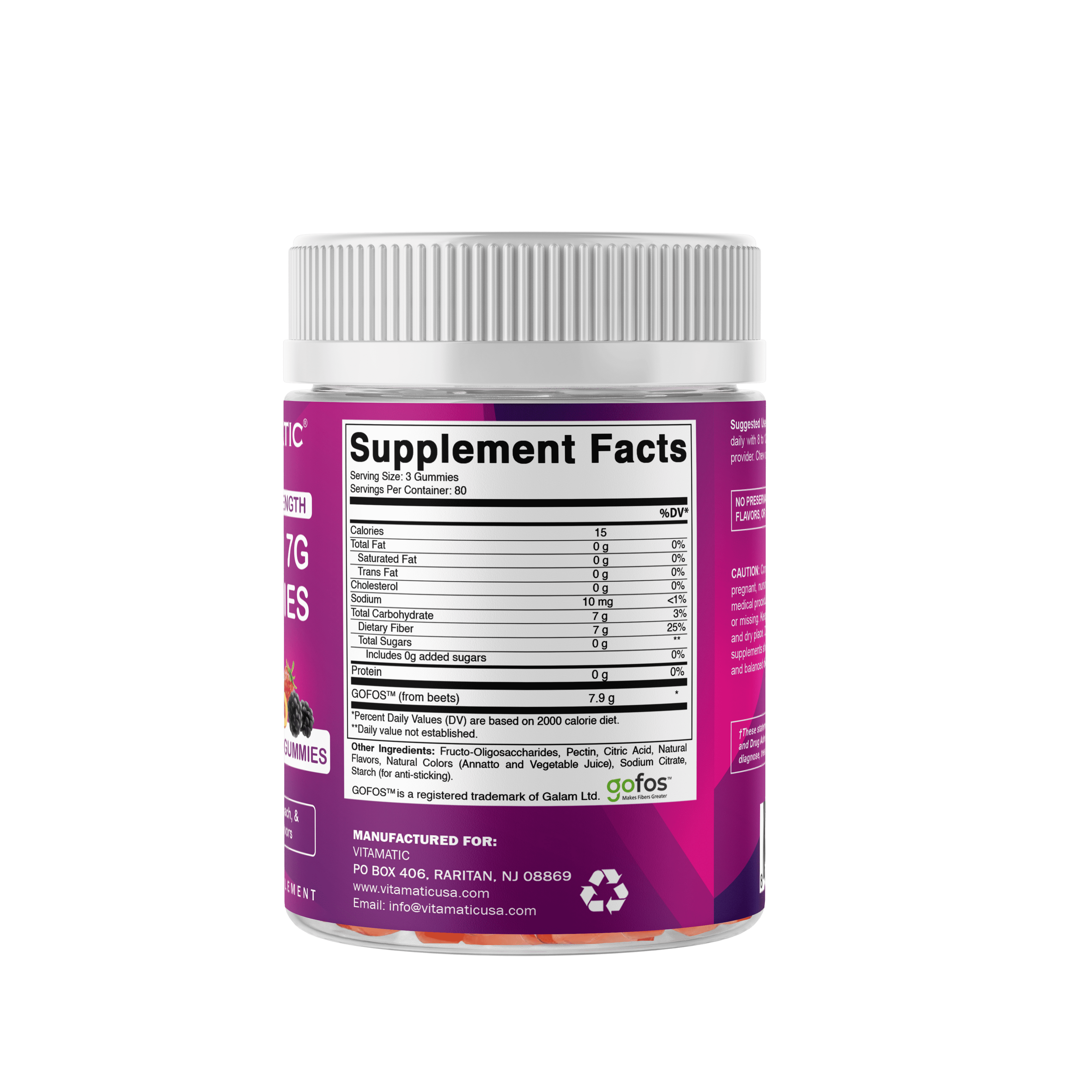 Prebiotic Fiber Gummies for Adults, 7G Extra Strength, Zero Sugar Added, 240 Pectin Based Gummies, Digestive Health &amp; Regularity Support