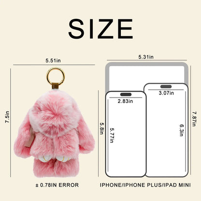 【Bunnylulu】Handmade Bunny Pompom Keychain with Tin Box, Summervibes Graduation Gift for Friends &amp; Students, Stress-Relief Charm, Keepsake Gift