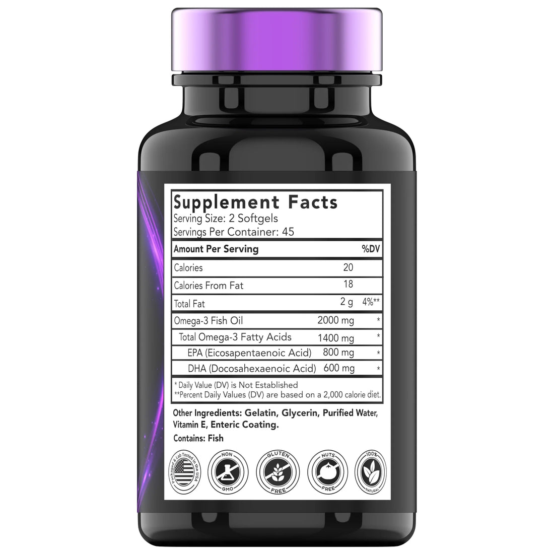 Burpless Omega-3 Fish Oil: 2000Mg X 90 Softgels | 1400Mg Total Omega-3 Fatty Acids (800Mg EPA &amp; 600Mg DHA)