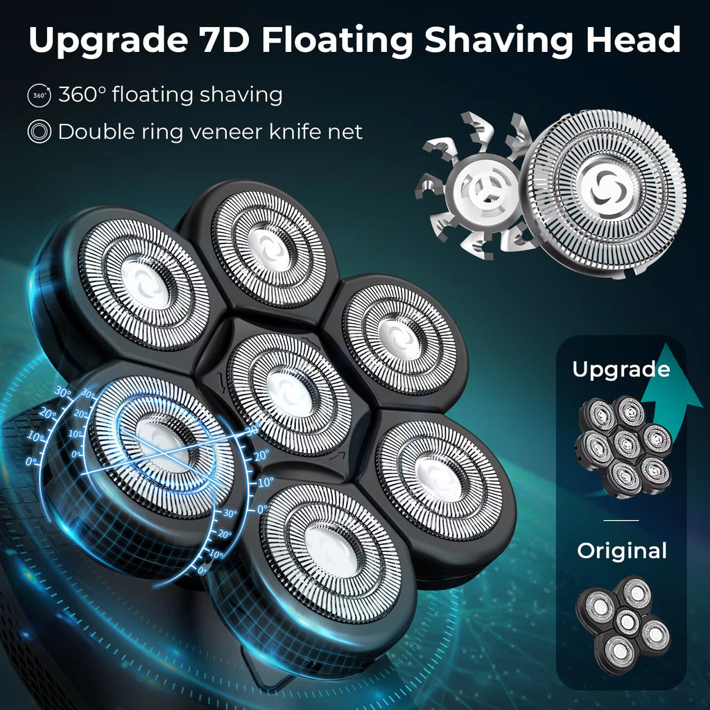 5 in 1 Electric Shaver 7D Floating Cutter Head Rechargeable Shaver Kit for Men IPX6 Waterproof Beard Trimmer Head Shavers