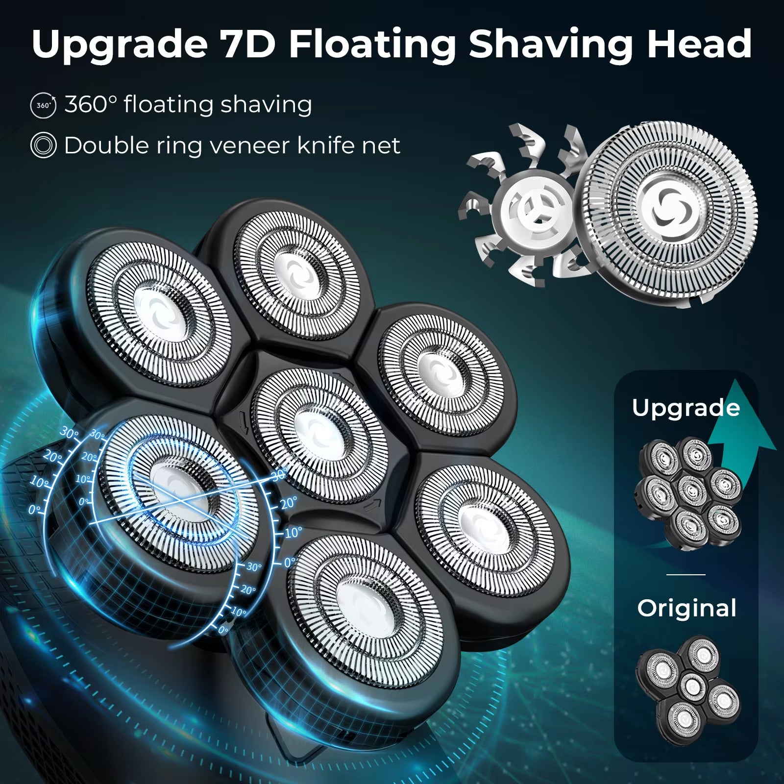 5 in 1 Electric Shaver 7D Floating Cutter Head Rechargeable Shaver Kit for Men IPX6 Waterproof Beard Trimmer Head Shavers