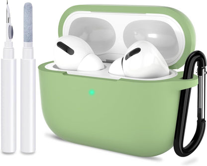 ATUAT for Airpods Pro 1St/2Nd Generation Case Cover, Protective Silicone Skin Accessories with Keychain for Women Men for Apple Airpods Pro 2019/2022 Charging Case,Front LED Visible-Midnight Green