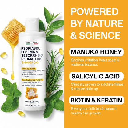 Psoriasis Shampoo for Dry Itchy Scalp Psoriasis Scalp Treatment for Eczema Relief Seborrheic Dermatitis Ringworm &amp; Folliculitis Itchy Scalp Shampoo for Flakes Acne with Manuka Honey