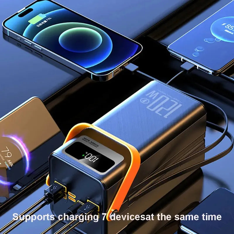 60000Mah 30000Mah Portable Power Bank LED Charger 120W Fast Charging Power Station Emergency Power Bank for Home Camping Phone