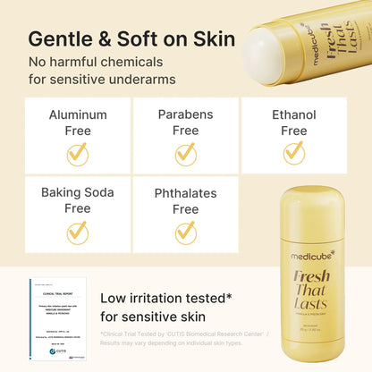 [NEW] [Medicube] Deodorant Vanilla &amp; Pistachio Fresh That Lasts | 24 Hour Odor Control, No Aluminum, Baking Soda, Parabens, Phthalates, Ethanol | Brightening &amp; Smoothing for Dark Underarms with Kojic Acid &amp; Turmeric | Korean Skincare, K-Beauty