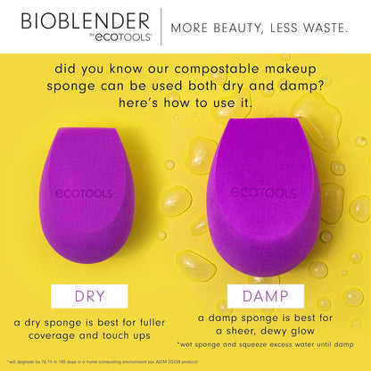 Bioblender Makeup Sponge, Compostable Makeup Blender, for Liquid &amp; Cream Foundation, Sustainable, Seamless Application, Eco-Friendly Beauty Sponge, Cruelty-Free &amp; Latex Free, 1 Count