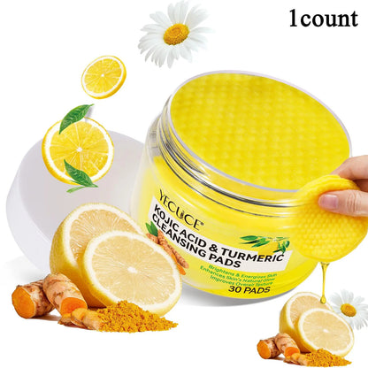 Kojic Acid &amp; Turmeric Cleansing Pads, 30 Pads Exfoliating Skin Care Pad for Revitalizing Skin, Personal Skin Care Products for Women &amp; Men