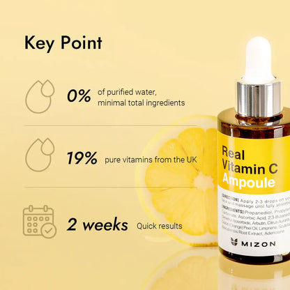 MIZON 7 Vegan Peptide &amp; Vitamin C Booster Set – 7 Peptides + 19% Pure Vitamin C Ampoule, Hydrating &amp; Antioxidant Serum, Radiance Improvement, Synergy Set | Korean Skincare