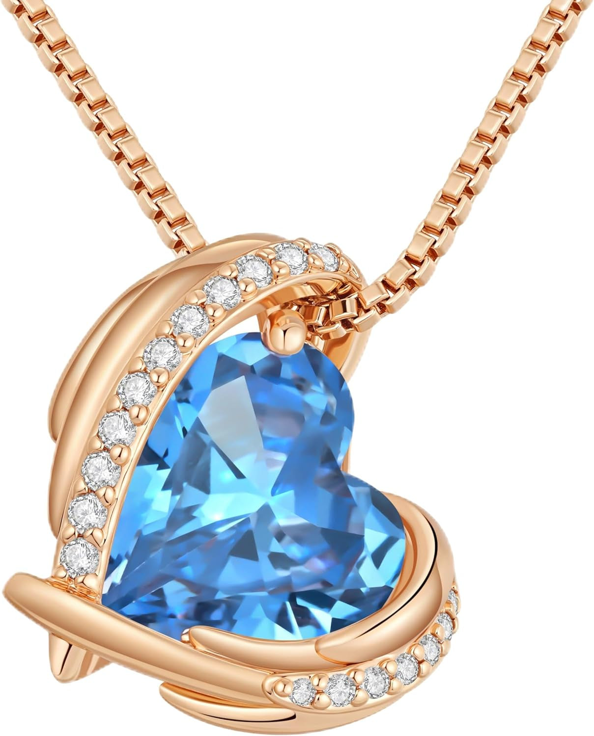 CDE Mothers Day Gifts Love Heart Pendant Necklaces for Women, Silver Tone Rose Gold Tone Birthstone Jewelry Gifts for Wife Her