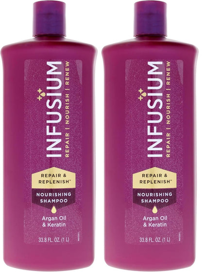 Infusium Repair and Replenish Nourishing Shampoo - Hydrating and Clarifying Shampoo for Build up - Ceramides, Keratin, and Argan Oil - 33.8 Oz