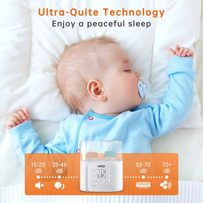 Baby Bottle Warmer, 9-In-1 Fast Baby Food Heater &amp; Defrost, Double Bottle Warmer with Appointment &amp;Timer, Bpa-Free, Accurate Temperature Control for Breastmilk &amp; Formula, LCD Display