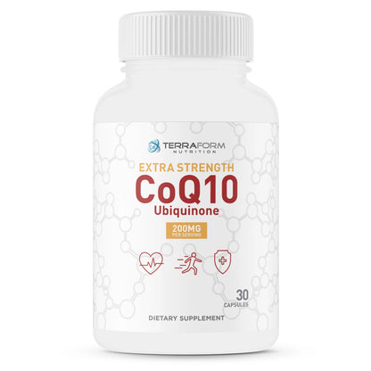 Coq10 200Mg, Extra Strength - Supports Heart Health, Cardiovascular Health &amp; Digestive Health - Fat Soluble Natural Supplement - Coenzyme Q-10 (Ubiquinone)