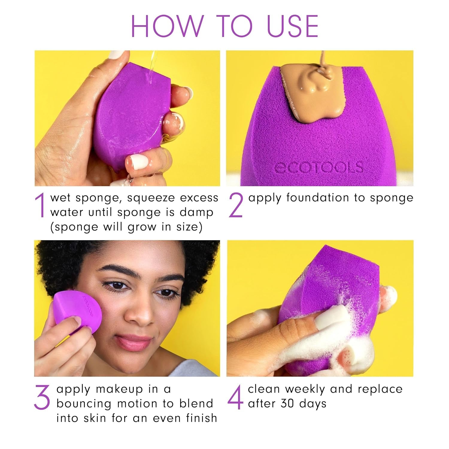 Bioblender Makeup Sponge, Compostable Makeup Blender, for Liquid &amp; Cream Foundation, Sustainable, Seamless Application, Eco-Friendly Beauty Sponge, Cruelty-Free &amp; Latex Free, 1 Count
