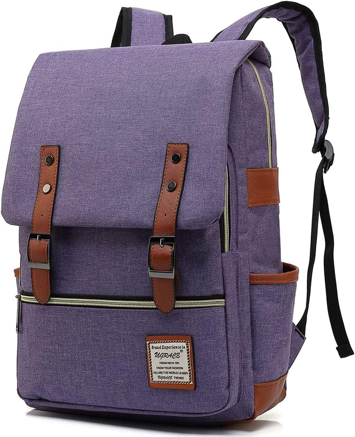 UGRACE Slim Business Laptop Backpack Casual Daypacks College Shoulder Bag for Men Women, Tear Resistant Unique Travelling Backpack Fits up to 15.6 Inch Laptop in ‎Charcoal Black