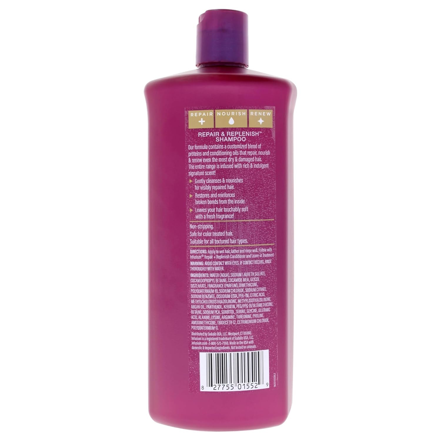 Infusium Repair and Replenish Nourishing Shampoo - Hydrating and Clarifying Shampoo for Build up - Ceramides, Keratin, and Argan Oil - 33.8 Oz