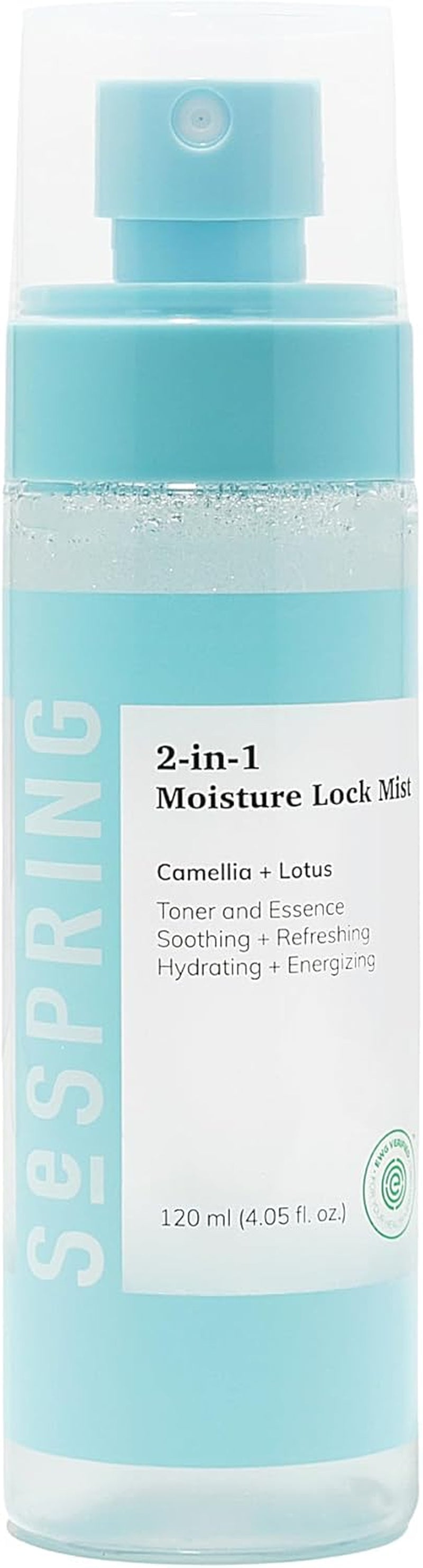 SESPRING 2-In-1 Moisture Lock Mist, Facial Toner &amp; Essence, Korean Skin Care, Formulated with Camellia and Lotus, Korean Toner, Clean Beauty, Vegan, Cruelty Free, and Paraben Free (4.05 Fl Oz)