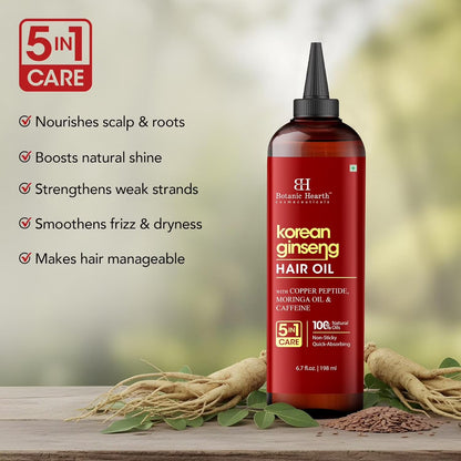 Korean Ginseng Hair Oil 6.7 Fl Oz | Nourishing &amp; Strengthening Hair Growth Oil | Lightweight, Non-Sticky Formula with Natural Oils for Healthy Scalp &amp; Stronger Hair
