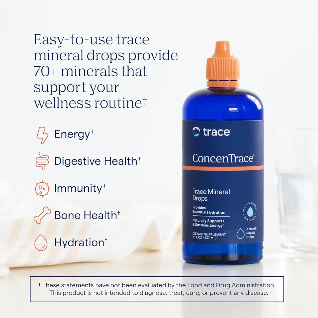 Trace Mineral Drops - 1-3 Month Supply - Hydrating &amp; Energy Supplement - Edible Liquid - Healthcare &amp; Dietary Use