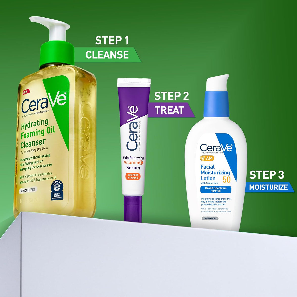 Cerave Hydrating Foaming Oil Facial Cleanser with Hyaluronic Acid, 19Oz
