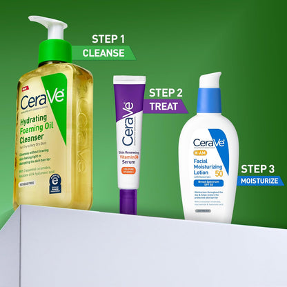 Cerave Hydrating Foaming Oil Facial Cleanser with Hyaluronic Acid, 19Oz