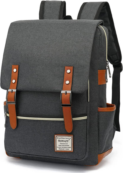 UGRACE Slim Business Laptop Backpack Casual Daypacks College Shoulder Bag for Men Women, Tear Resistant Unique Travelling Backpack Fits up to 15.6 Inch Laptop in ‎Charcoal Black