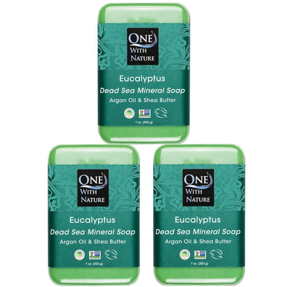 One with Nature Dead Sea Salt Lemon Sage Soap 4Oz 3-Pack – Purifying and Exfoliating Soap Bar with Dead Sea Minerals for Face &amp; Body, for Men &amp; Women