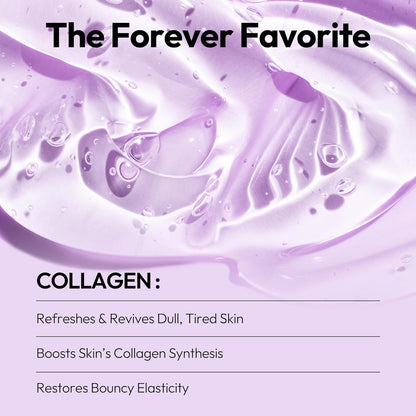 Collagen Sheet Mask, Firming Daily Face Mask with Collagen Peptides for Anti-Aging, Helps to Minimize Wrinkles, Restores Skin Elasticity &amp; Firmness, Hydrating, Korean Beauty, 5-Pack
