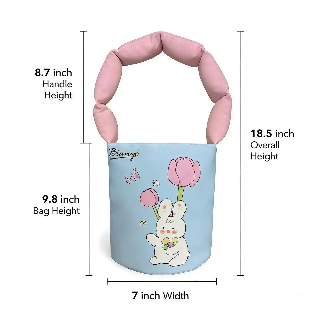Bianyo Kawaii Bunny Tote Bag, Cute Canvas Bag Large Capacity Organizer for Pens, Art Supplies, Makeup, Travel Essentials, Aesthetic Gift for Girls &amp; Creators