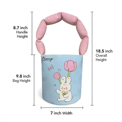 Bianyo Kawaii Bunny Tote Bag, Cute Canvas Bag Large Capacity Organizer for Pens, Art Supplies, Makeup, Travel Essentials, Aesthetic Gift for Girls &amp; Creators