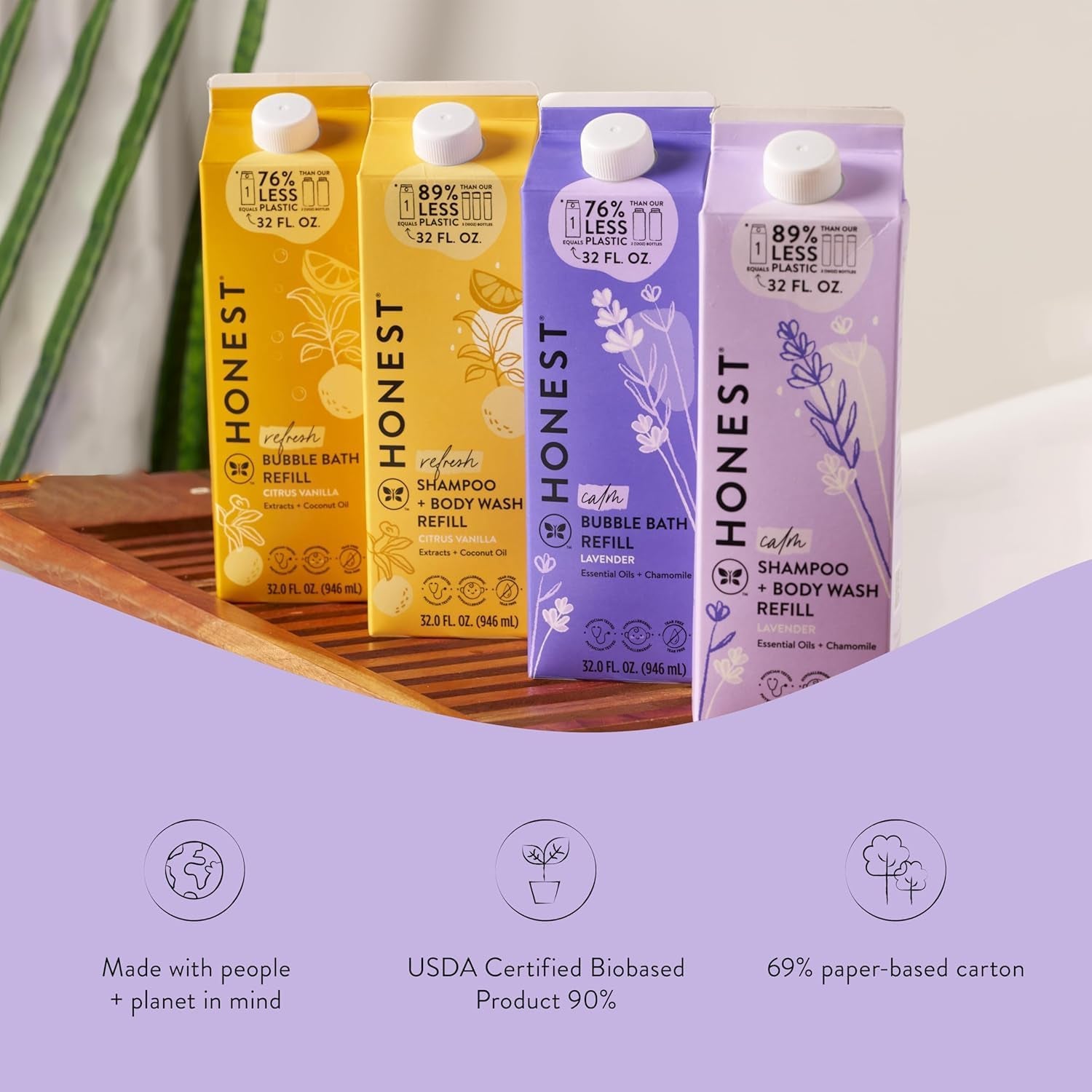 Foaming Bubble Bath Refill Carton, Gentle for Baby, Naturally Derived, Tear-Free, Hypoallergenic, Lavender Calm, 32 Fl Oz