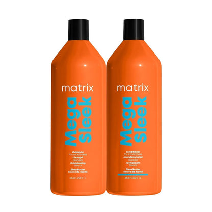 Matrix Mega Sleek Shampoo and Conditioner Set, 33.8 Fl Oz pack, smoothing shampoo and conditioner set for all hair types