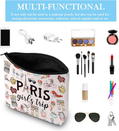 Paris Weekend Gift Bag - Vacation Theme Travel Bag with Paris Skyline Design - Perfect for Girls&