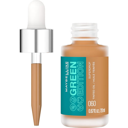 Maybelline Green Edition Superdrop Tinted Oil Base Makeup, Adjustable Natural Coverage Foundation Formulated with Jojoba &amp; Marula Oil, 35, 1 Count