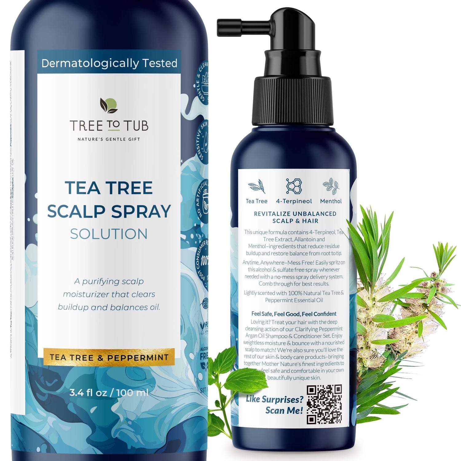 Dry Scalp Spray - Intensive Scalp Moisturizer for Men &amp; Women - Tea Tree Leave in Scalp Moisturizer for Dry Scalp, Flaky Buildup &amp; Excess Oil