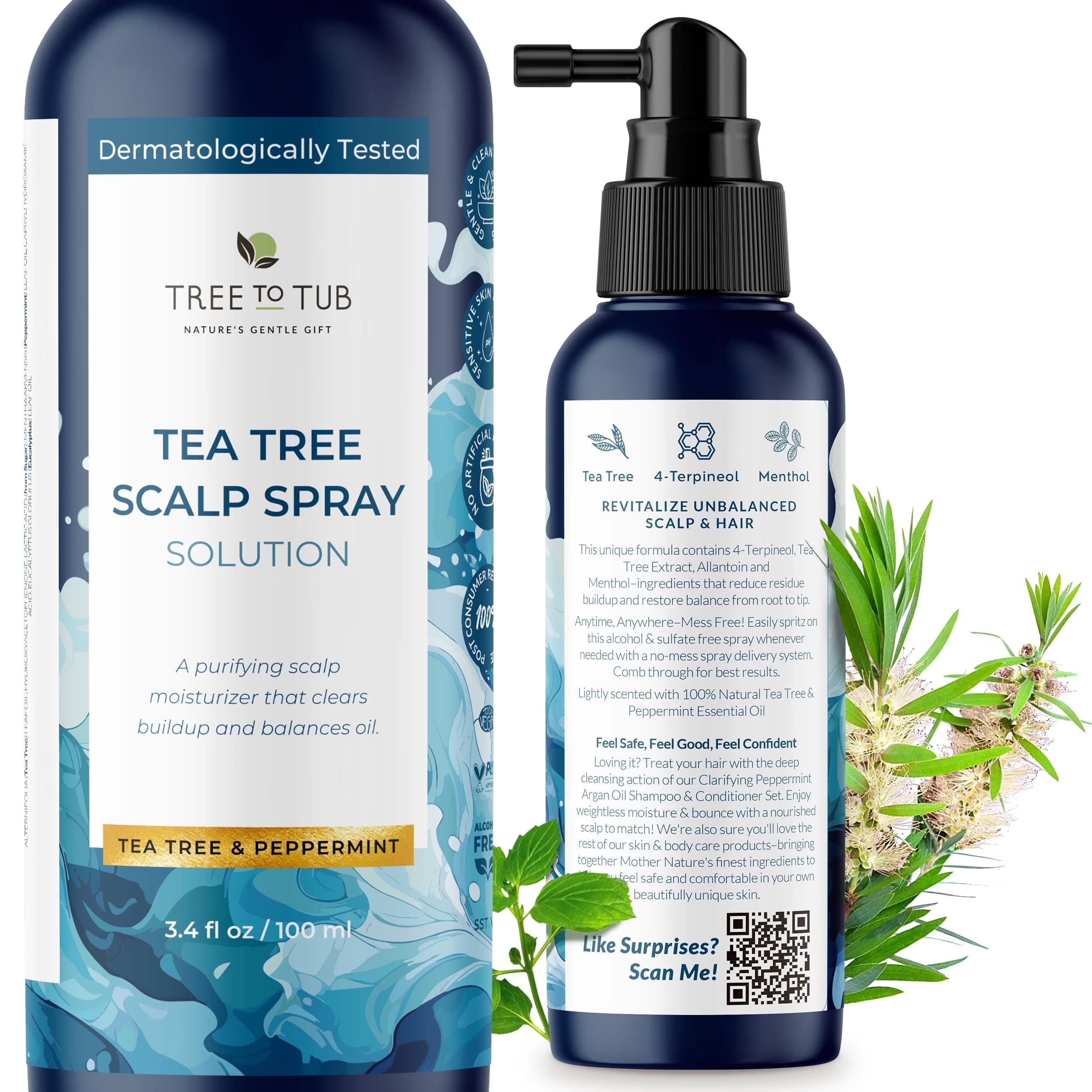 Dry Scalp Spray - Intensive Scalp Moisturizer for Men &amp; Women - Tea Tree Leave in Scalp Moisturizer for Dry Scalp, Flaky Buildup &amp; Excess Oil