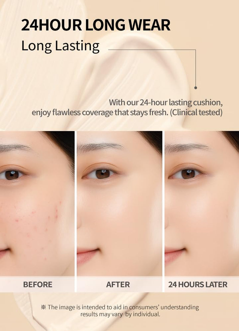 Natural Coverage – Mesh Tight up Cushion – Korean Cushion Foundation, Semi-Matte Radiance, Long-Lasting, Travel-Friendly Design (02 Light/Medium Beige)
